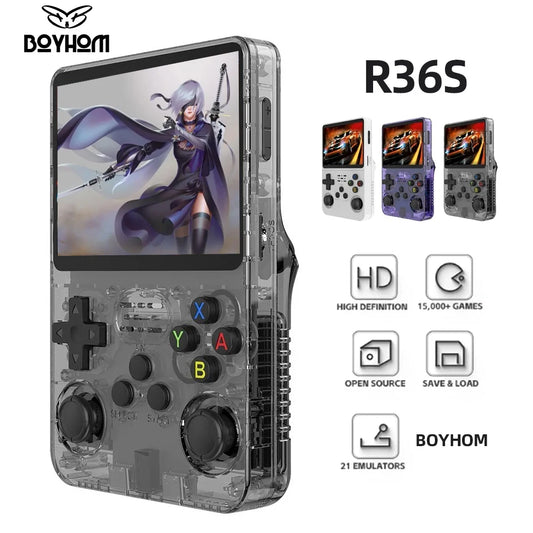 BOYHOM R36S Retro Handheld Video Game Console Linux System 3.5 Inch IPS Screen R35s Pro Portable Pocket Video Player 64GB Games